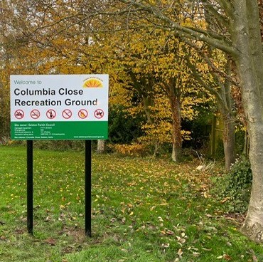 Columbia Close Recreation Ground sign