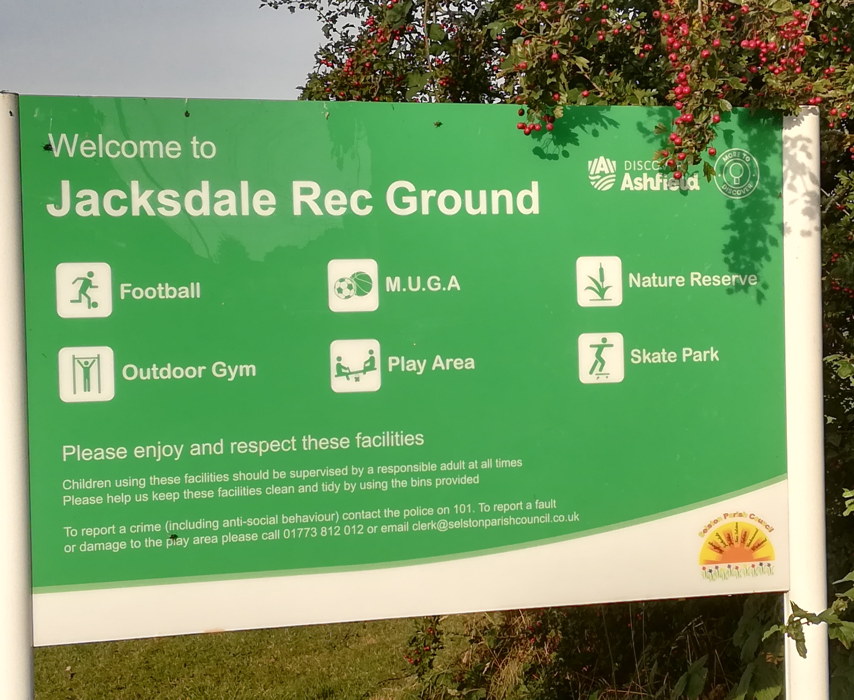 Jacksdale Recreation Ground sign