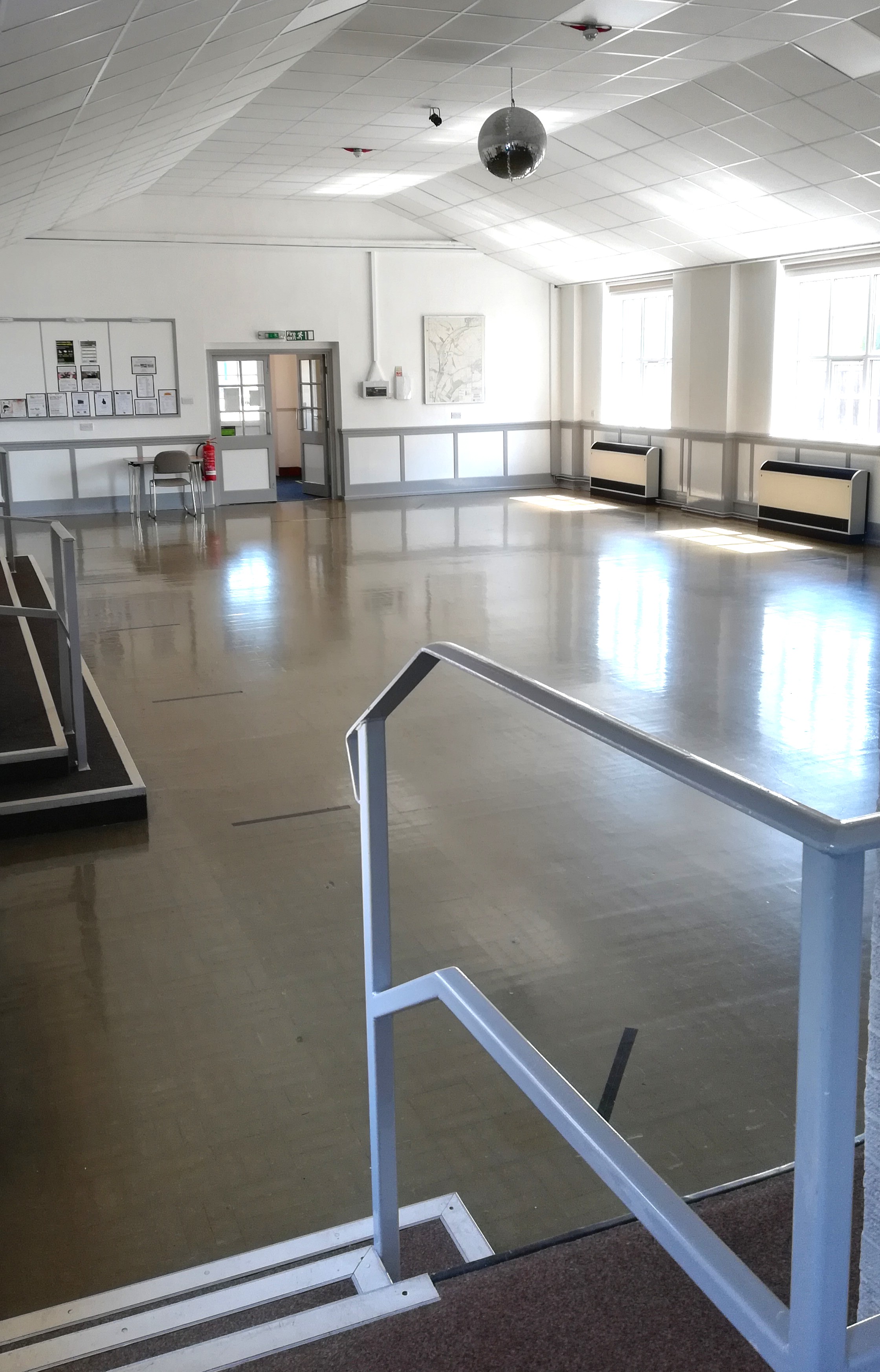 Main Hall looking from the stage towards the front doors