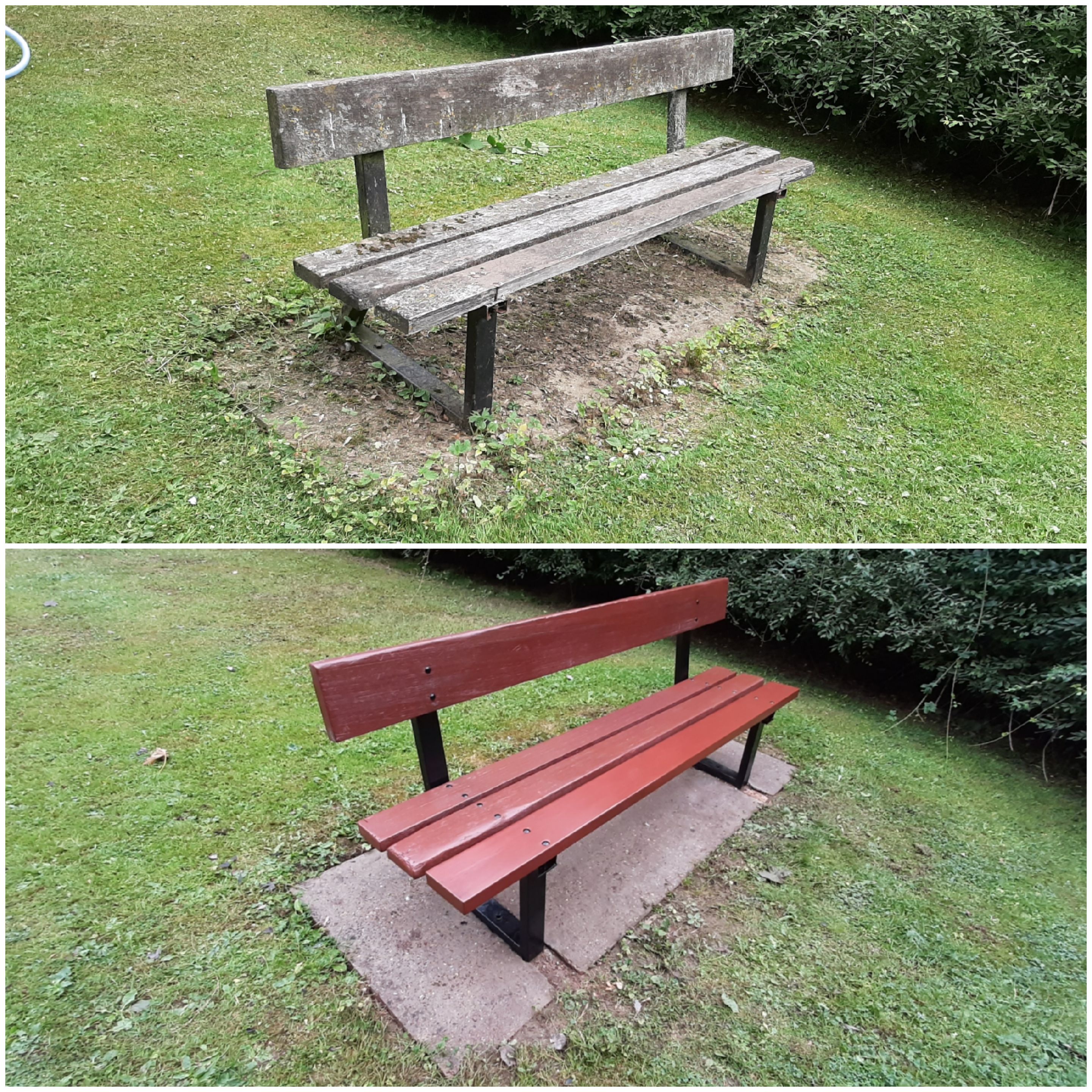 Renovated seat at Jubilee Orchard