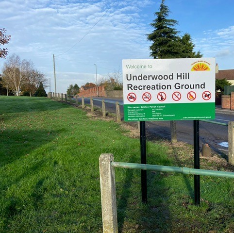 Underwood Hill recreation ground sign