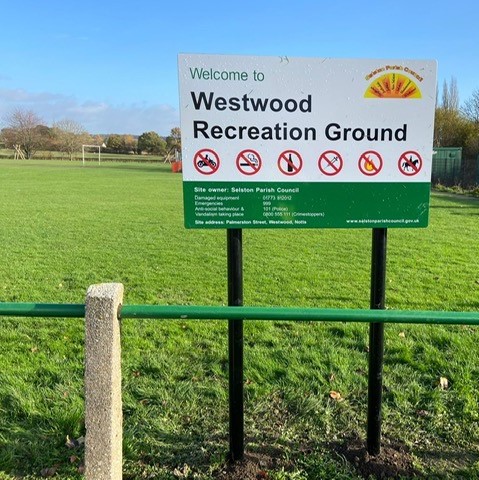 Westwood recreation ground sign